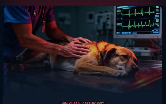 Veterinária realizando atendimento de emergência em cão na UTI veterinária
